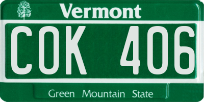 VT license plate COK406