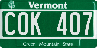 VT license plate COK407