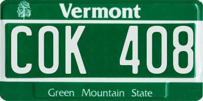 VT license plate COK408