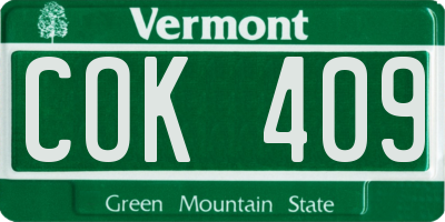 VT license plate COK409