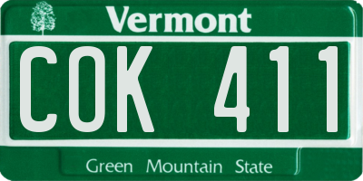 VT license plate COK411