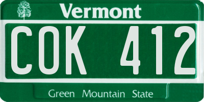 VT license plate COK412