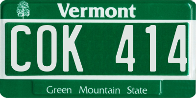VT license plate COK414