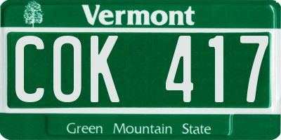 VT license plate COK417
