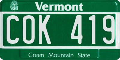 VT license plate COK419
