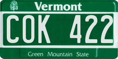 VT license plate COK422