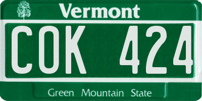 VT license plate COK424