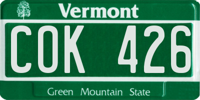VT license plate COK426