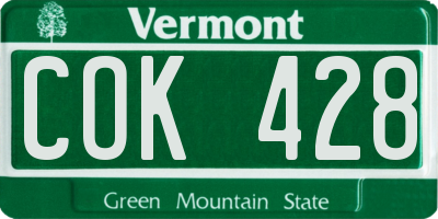 VT license plate COK428