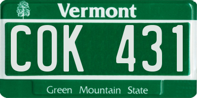 VT license plate COK431