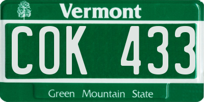 VT license plate COK433