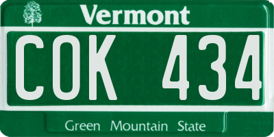 VT license plate COK434