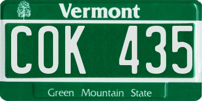 VT license plate COK435