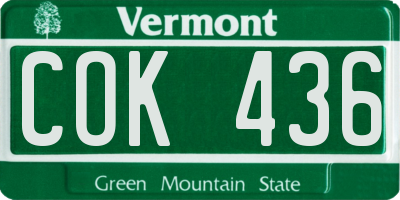 VT license plate COK436