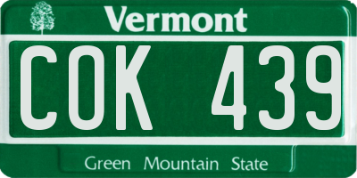VT license plate COK439