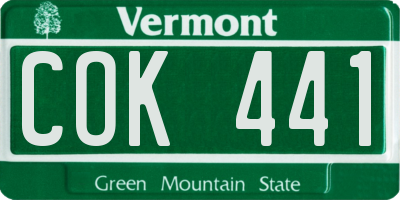 VT license plate COK441