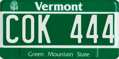 VT license plate COK444