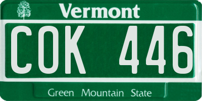 VT license plate COK446