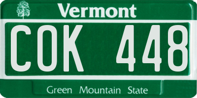 VT license plate COK448