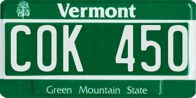 VT license plate COK450