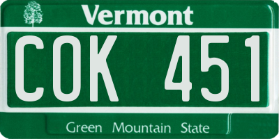VT license plate COK451