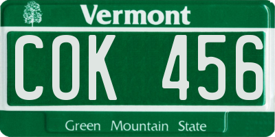 VT license plate COK456