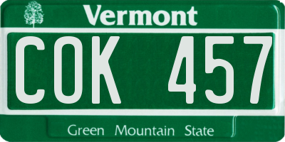 VT license plate COK457