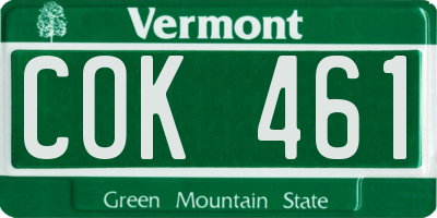 VT license plate COK461