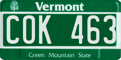 VT license plate COK463