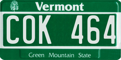 VT license plate COK464