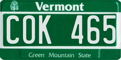 VT license plate COK465