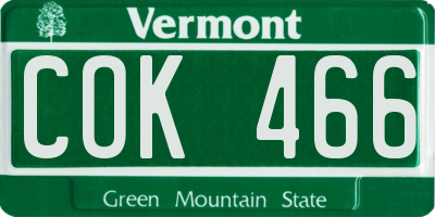 VT license plate COK466