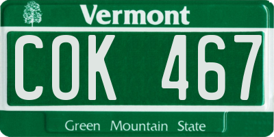 VT license plate COK467