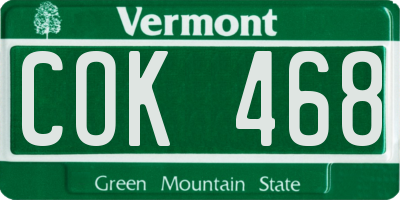 VT license plate COK468