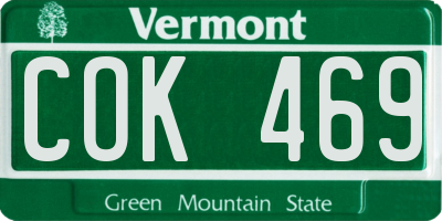 VT license plate COK469