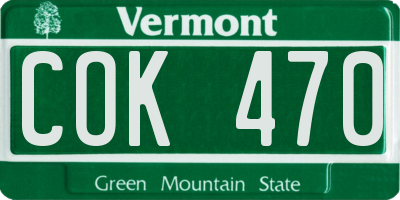 VT license plate COK470