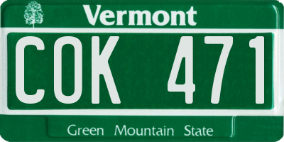 VT license plate COK471