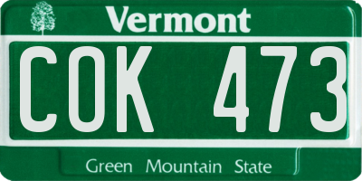 VT license plate COK473