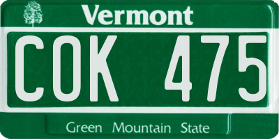 VT license plate COK475
