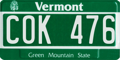 VT license plate COK476