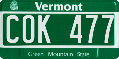 VT license plate COK477