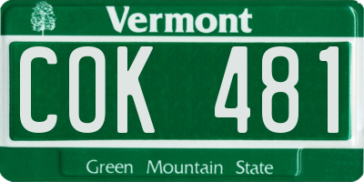 VT license plate COK481
