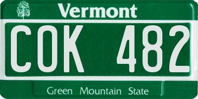 VT license plate COK482