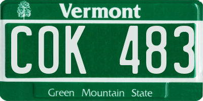 VT license plate COK483