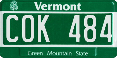 VT license plate COK484