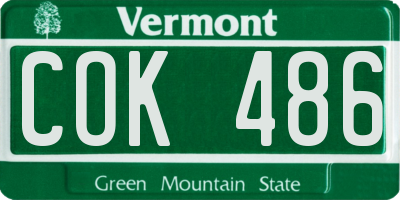 VT license plate COK486
