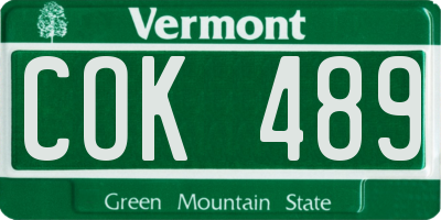 VT license plate COK489