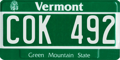 VT license plate COK492