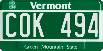 VT license plate COK494