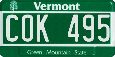 VT license plate COK495